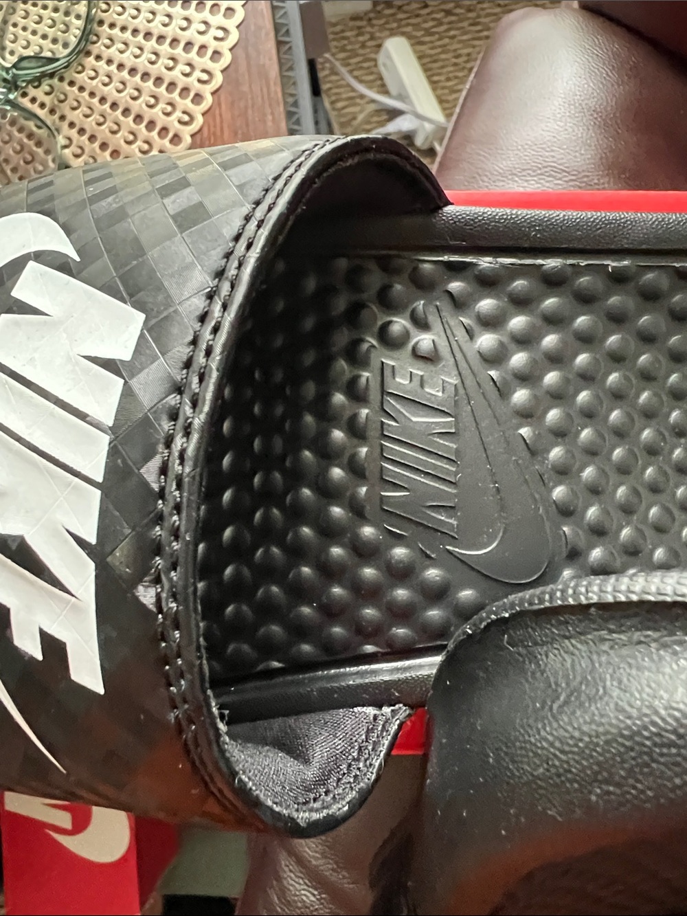 Nike Black Slides with White Logo - Picture 3 of 4
